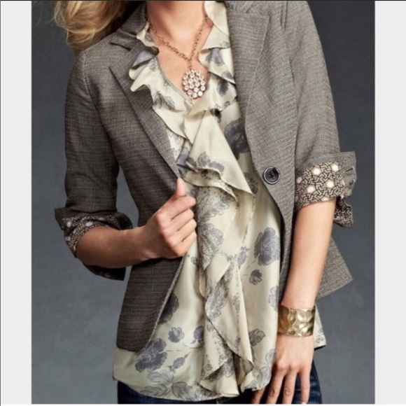 CAbi Tops - CAbi 100% Silk 149 Tranquil Floral Ruffle Blouse M